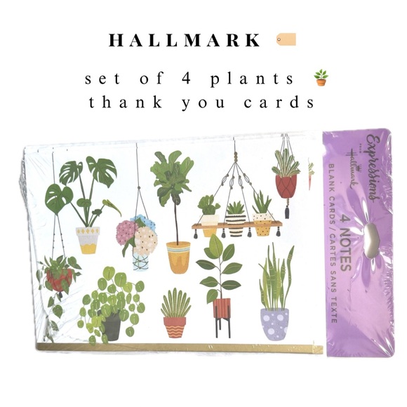 🏷️ Hallmark plants 🪴 thank you cards & envelopes set of 4 - Picture 1 of 11